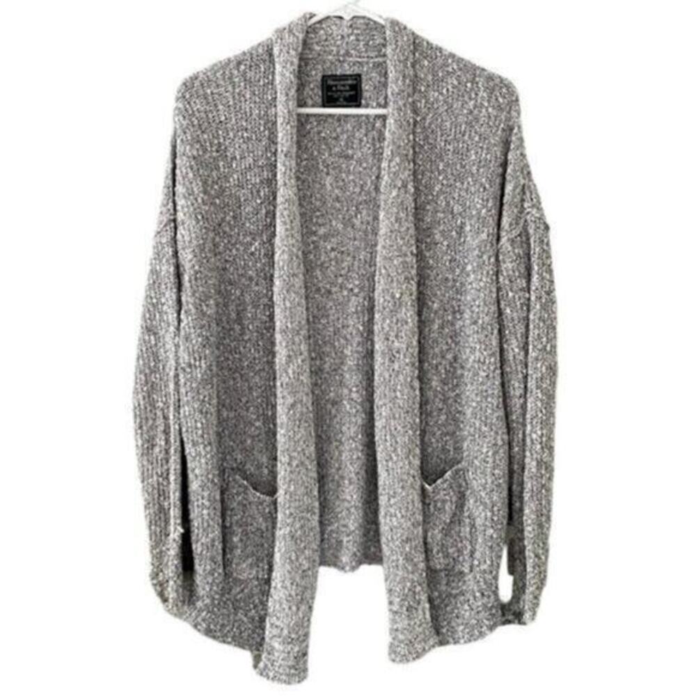 Abercrombie & Fitch - Womens Heathered Gray Open Front Cardigan w/Pockets - XS
